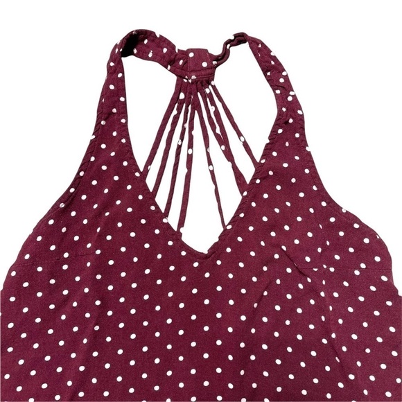 American Eagle Outfitters Burgundy Dotted Mini Dress S - Picture 2 of 10